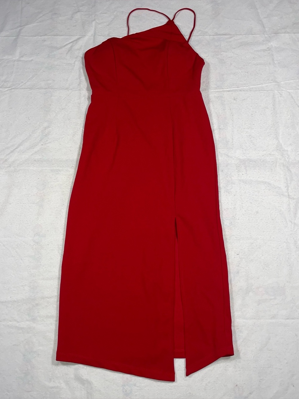 Hello Molly 6 Red Taking It Back One Strap Padded Front Slit Dress Party Club